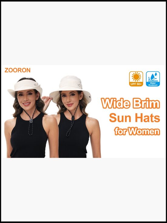 Wide Brim Sun Hat UPF 50+ Adjustable 2-in-1 Visor Safari Outdoor Adventure
